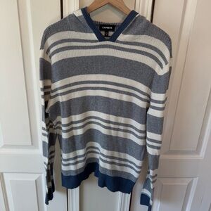 Express Women’s Striped Lightweight Hooded Long Sleeve 100% Cotton Size XL